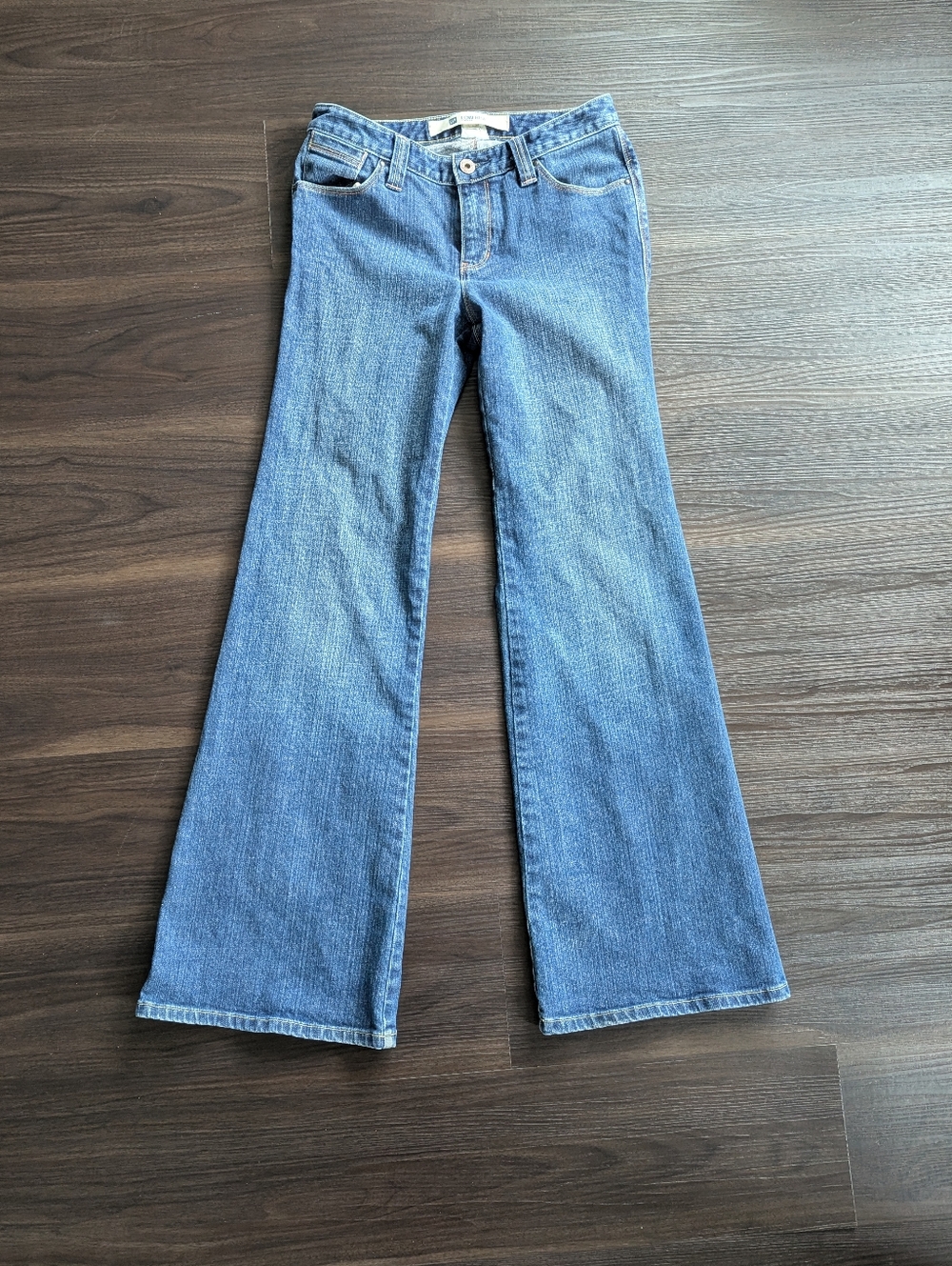 VTG Y2K 2005 Gap Low Rise Flare Jeans Contrast Stitch Mallcore Mcbling 6
